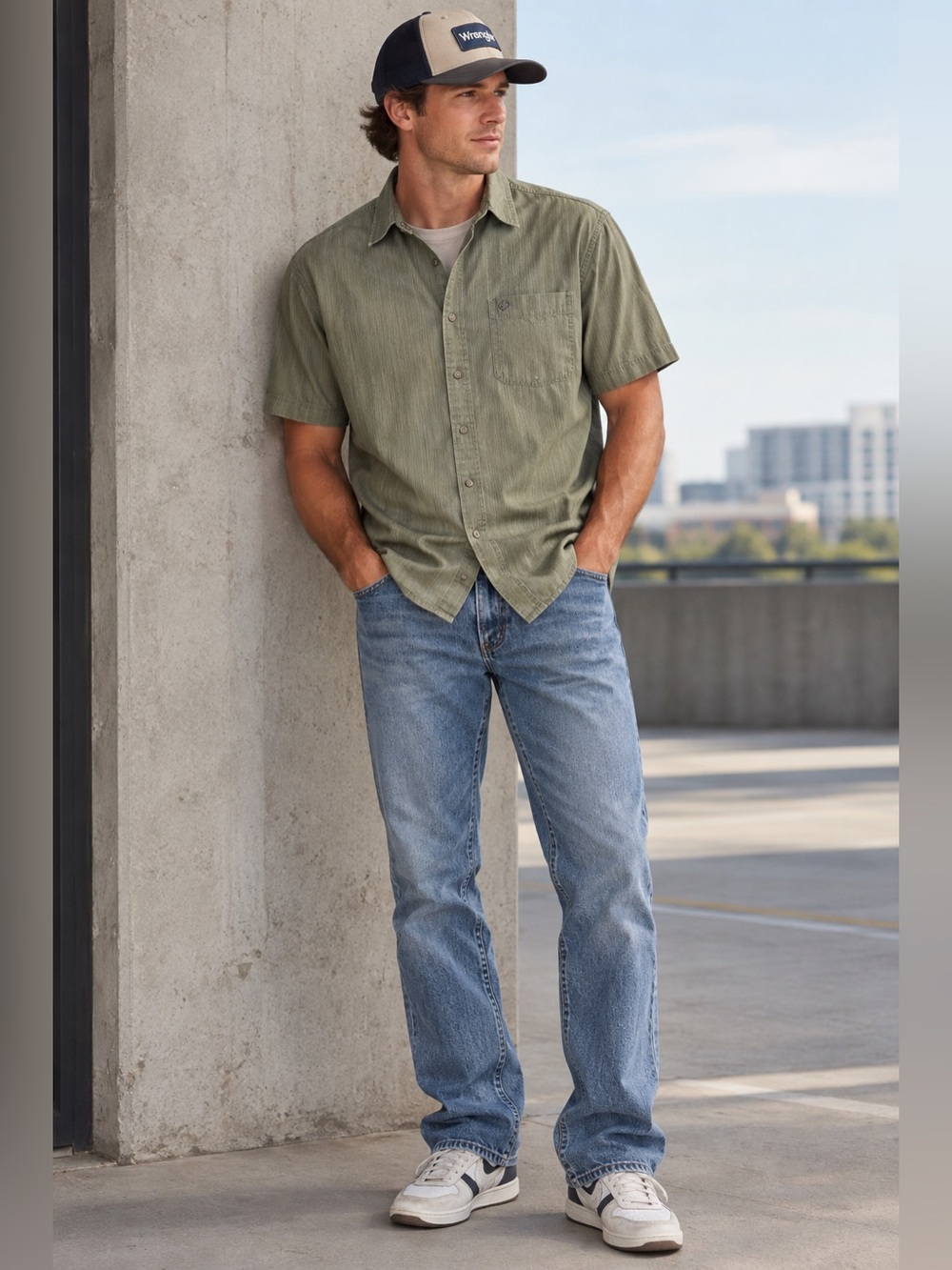 Wrangler 47MWZ Cowboy Cut Jeans Men 34x32 Regular Fit Light Wash Western